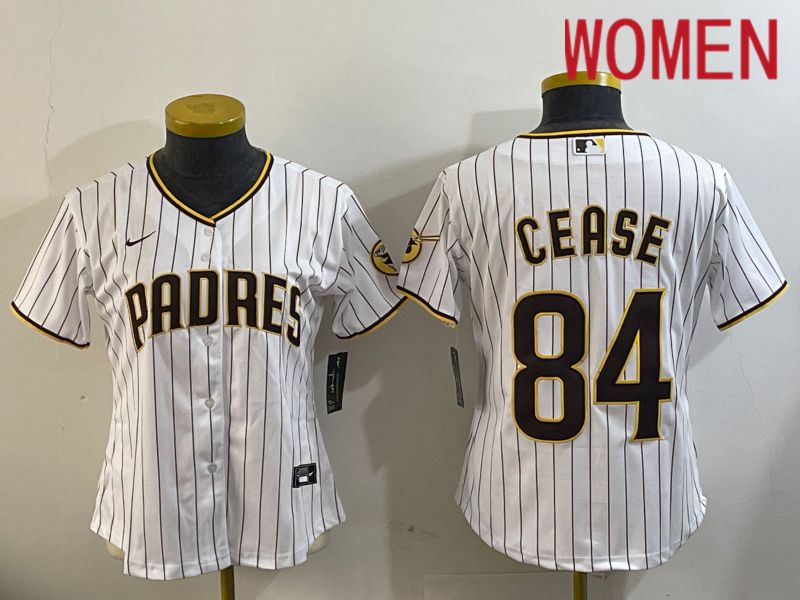 Women San Diego Padres #84 Cease White Stripe Game 2024 Nike MLB Jersey style 11202->women mlb jersey->Women Jersey